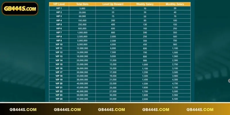 Weekly and monthly salary payouts for the VIP Program Overview members